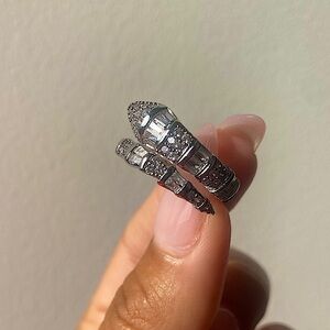 100% Authentic 925 Sterling Silver and Zirconia Serpenti Viper Ring